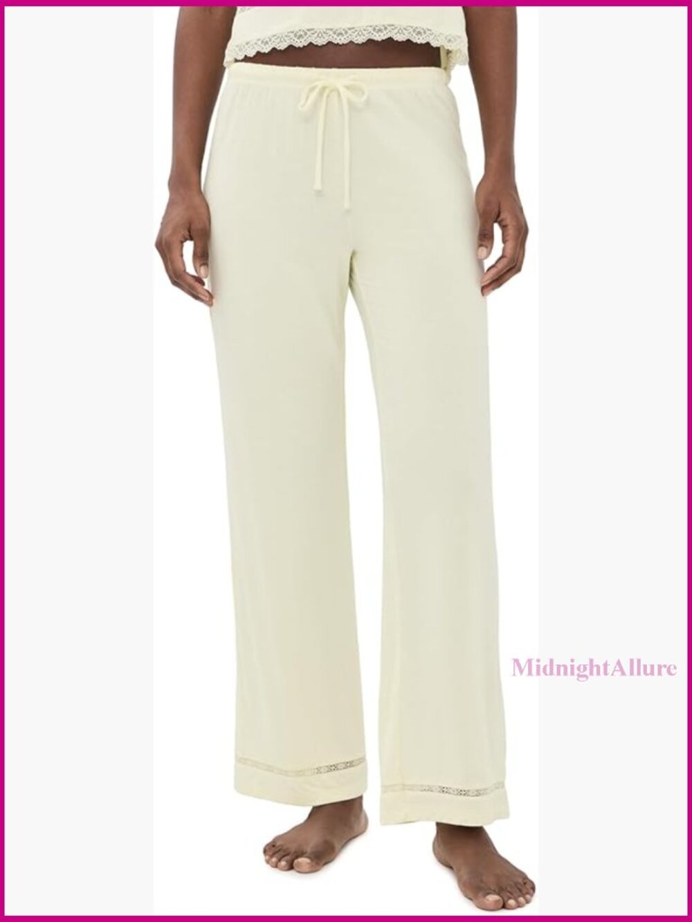 Crochet Pants Straight Leg Drawstring Modal Viscose Spandex Size S